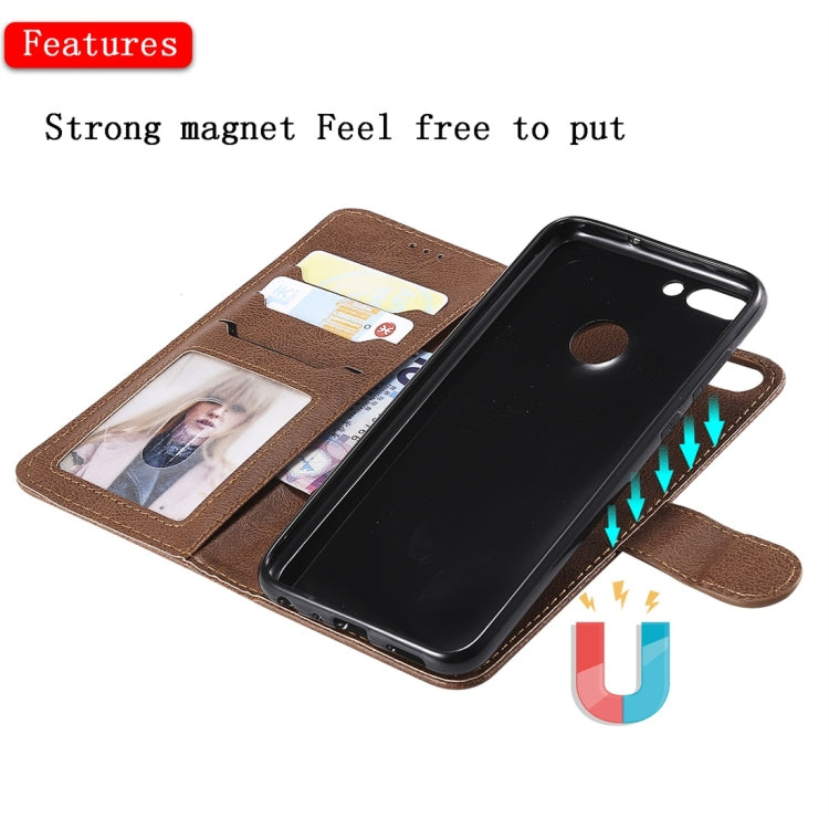For Huawei P Smart / Enjoy 7s Solid Color Horizontal Flip Protective Case with Holder & Card Slots & Wallet & Photo Frame & Lanyard