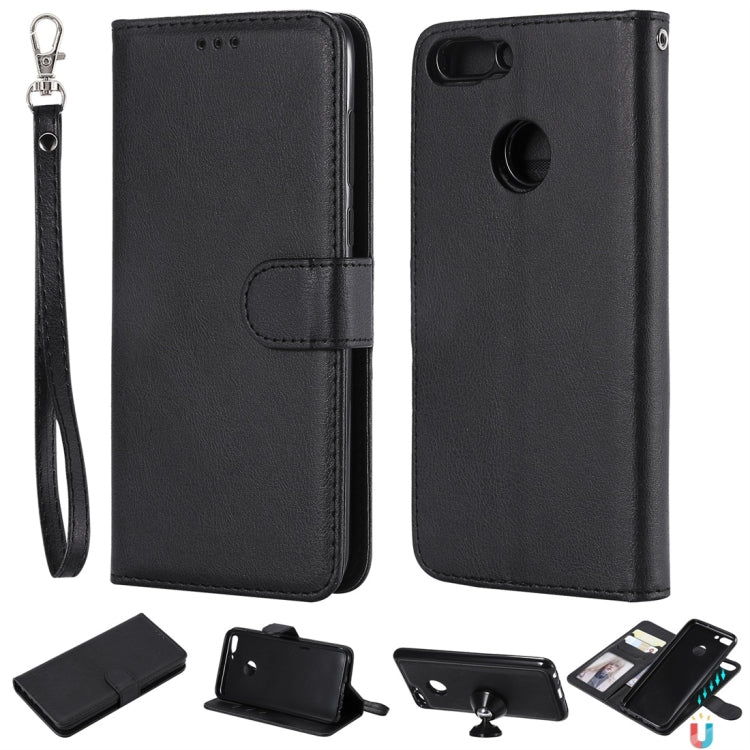 For Huawei P Smart / Enjoy 7s Solid Color Horizontal Flip Protective Case with Holder & Card Slots & Wallet & Photo Frame & Lanyard
