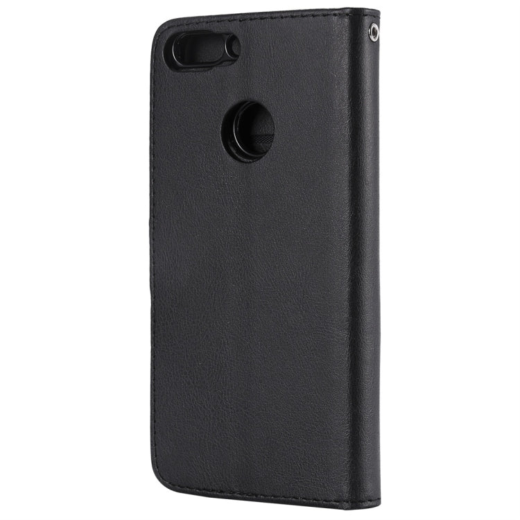 For Huawei P Smart / Enjoy 7s Solid Color Horizontal Flip Protective Case with Holder & Card Slots & Wallet & Photo Frame & Lanyard