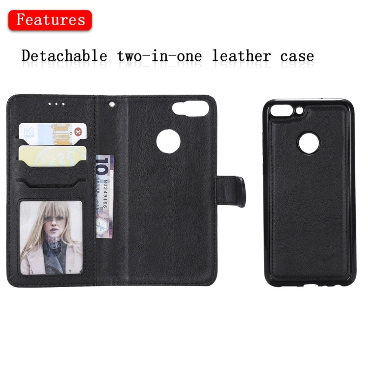 For Huawei P Smart / Enjoy 7s Solid Color Horizontal Flip Protective Case with Holder & Card Slots & Wallet & Photo Frame & Lanyard