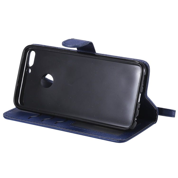 For Huawei P Smart / Enjoy 7s Solid Color Horizontal Flip Protective Case with Holder & Card Slots & Wallet & Photo Frame & Lanyard