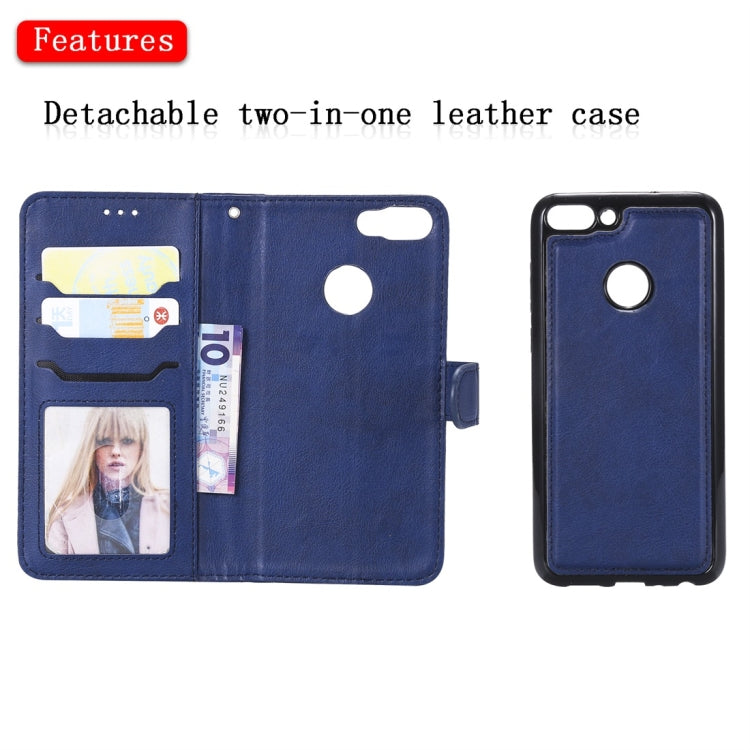 For Huawei P Smart / Enjoy 7s Solid Color Horizontal Flip Protective Case with Holder & Card Slots & Wallet & Photo Frame & Lanyard