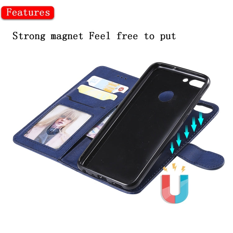 For Huawei P Smart / Enjoy 7s Solid Color Horizontal Flip Protective Case with Holder & Card Slots & Wallet & Photo Frame & Lanyard