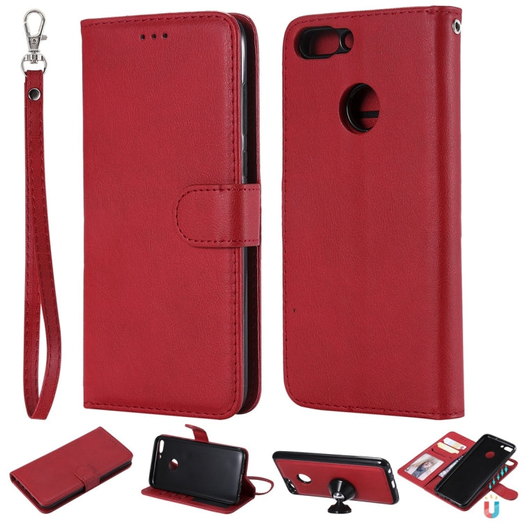 For Huawei P Smart / Enjoy 7s Solid Color Horizontal Flip Protective Case with Holder & Card Slots & Wallet & Photo Frame & Lanyard