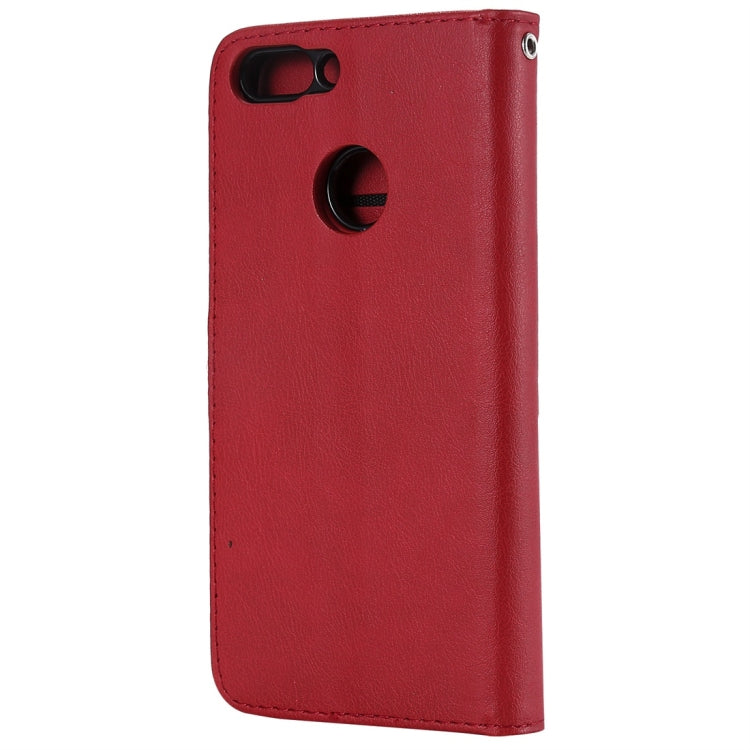 For Huawei P Smart / Enjoy 7s Solid Color Horizontal Flip Protective Case with Holder & Card Slots & Wallet & Photo Frame & Lanyard