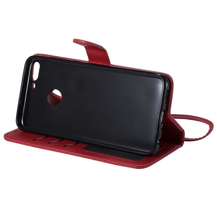 For Huawei P Smart / Enjoy 7s Solid Color Horizontal Flip Protective Case with Holder & Card Slots & Wallet & Photo Frame & Lanyard