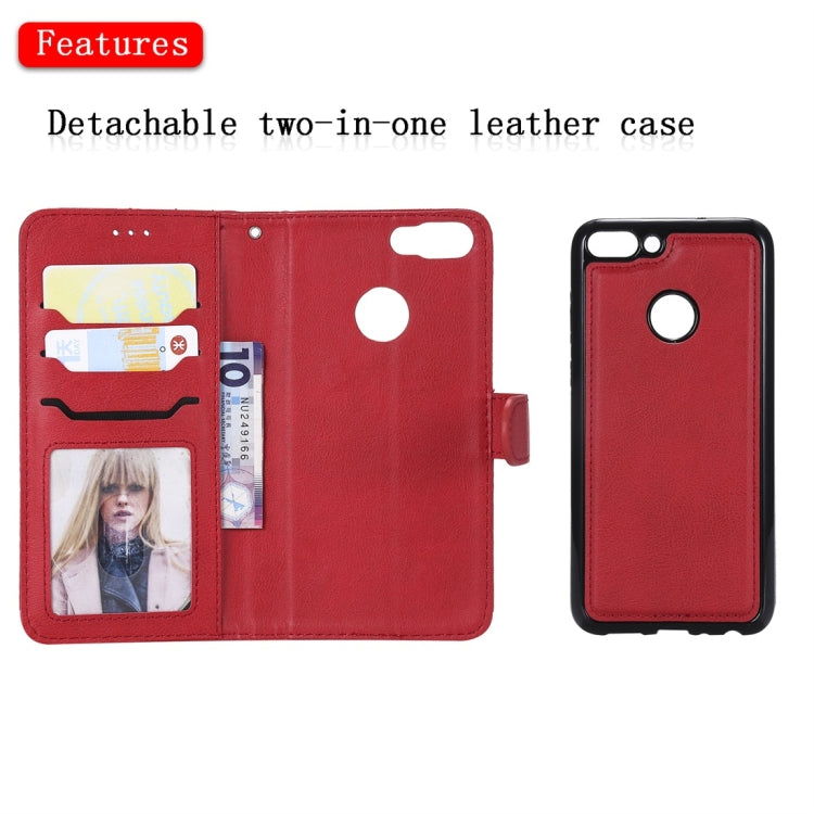 For Huawei P Smart / Enjoy 7s Solid Color Horizontal Flip Protective Case with Holder & Card Slots & Wallet & Photo Frame & Lanyard