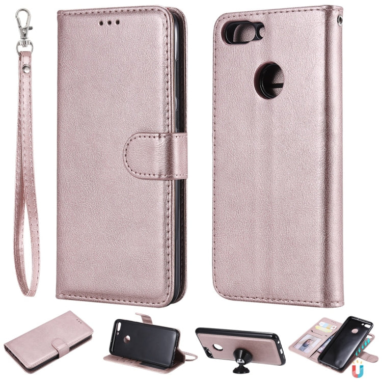 For Huawei P Smart / Enjoy 7s Solid Color Horizontal Flip Protective Case with Holder & Card Slots & Wallet & Photo Frame & Lanyard