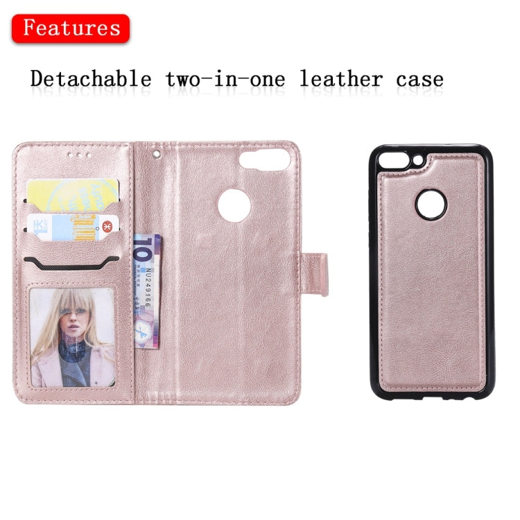 For Huawei P Smart / Enjoy 7s Solid Color Horizontal Flip Protective Case with Holder & Card Slots & Wallet & Photo Frame & Lanyard