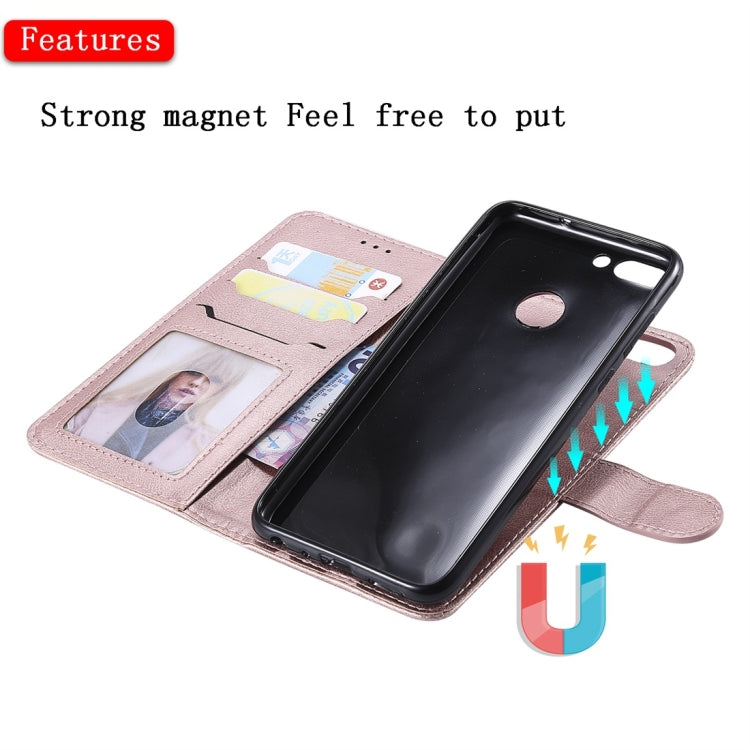 For Huawei P Smart / Enjoy 7s Solid Color Horizontal Flip Protective Case with Holder & Card Slots & Wallet & Photo Frame & Lanyard
