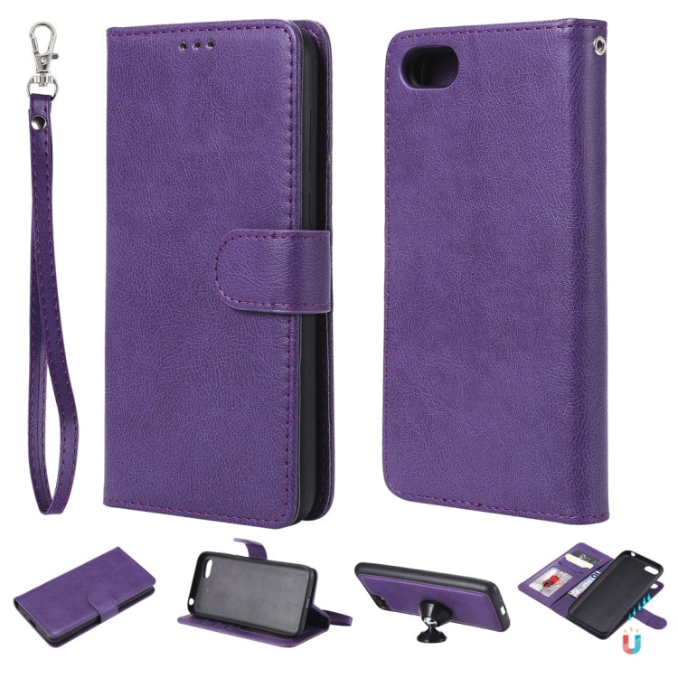 For Huawei Y5 Prime (2018) Solid Color Horizontal Flip Protective Case with Holder & Card Slots & Wallet & Photo Frame & Lanyard