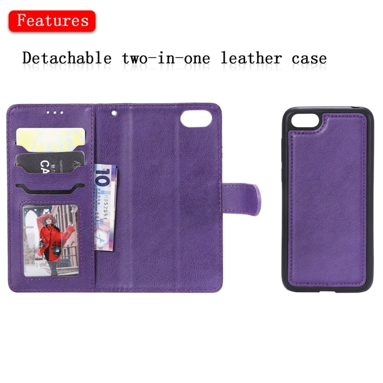 For Huawei Y5 Prime (2018) Solid Color Horizontal Flip Protective Case with Holder & Card Slots & Wallet & Photo Frame & Lanyard