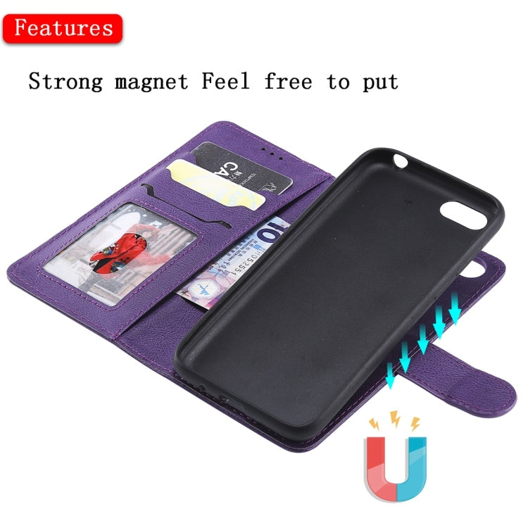 For Huawei Y5 Prime (2018) Solid Color Horizontal Flip Protective Case with Holder & Card Slots & Wallet & Photo Frame & Lanyard
