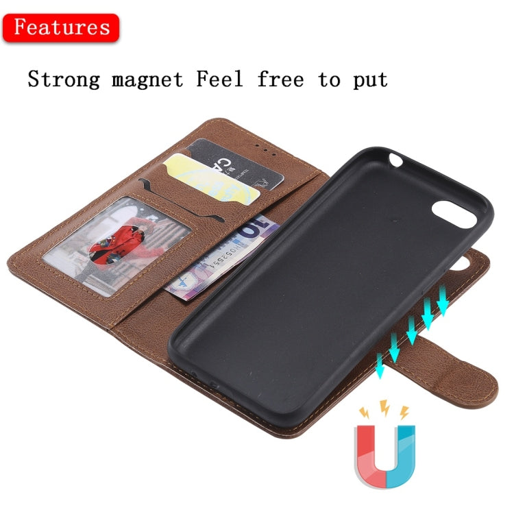 For Huawei Y5 Prime (2018) Solid Color Horizontal Flip Protective Case with Holder & Card Slots & Wallet & Photo Frame & Lanyard