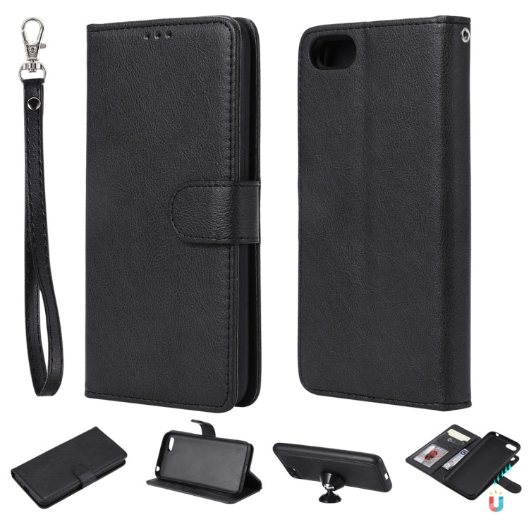 For Huawei Y5 Prime (2018) Solid Color Horizontal Flip Protective Case with Holder & Card Slots & Wallet & Photo Frame & Lanyard