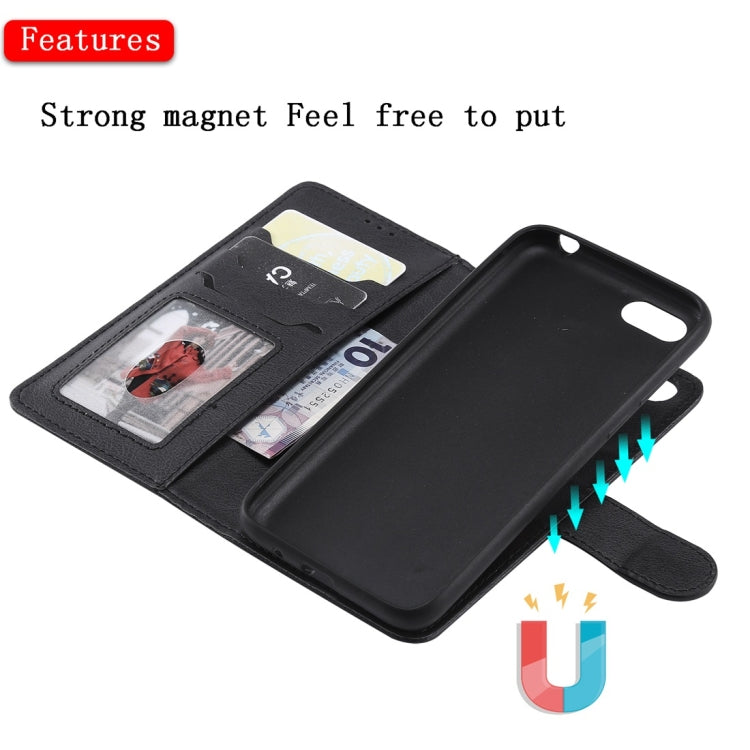 For Huawei Y5 Prime (2018) Solid Color Horizontal Flip Protective Case with Holder & Card Slots & Wallet & Photo Frame & Lanyard