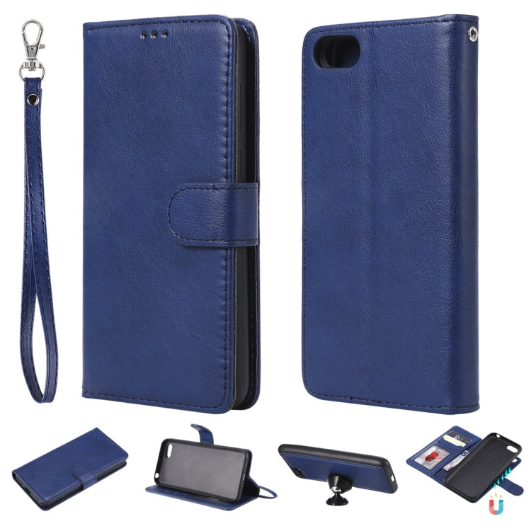 For Huawei Y5 Prime (2018) Solid Color Horizontal Flip Protective Case with Holder & Card Slots & Wallet & Photo Frame & Lanyard