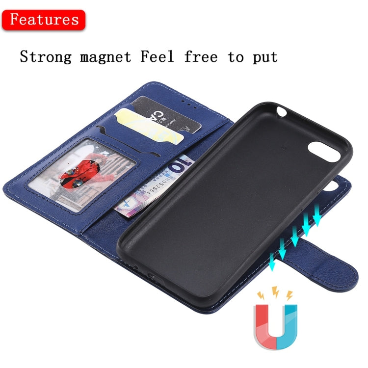 For Huawei Y5 Prime (2018) Solid Color Horizontal Flip Protective Case with Holder & Card Slots & Wallet & Photo Frame & Lanyard
