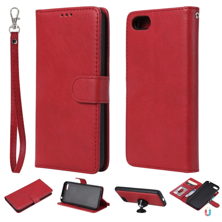 For Huawei Y5 Prime (2018) Solid Color Horizontal Flip Protective Case with Holder & Card Slots & Wallet & Photo Frame & Lanyard