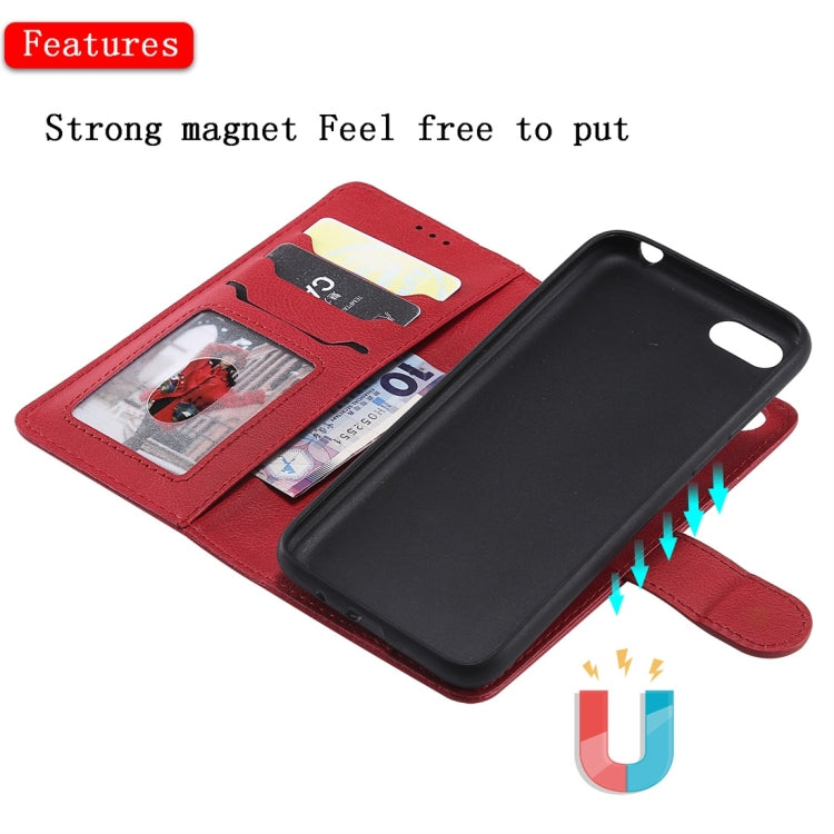 For Huawei Y5 Prime (2018) Solid Color Horizontal Flip Protective Case with Holder & Card Slots & Wallet & Photo Frame & Lanyard