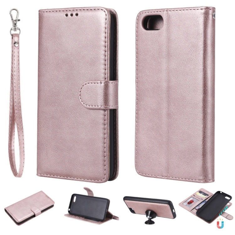 For Huawei Y5 Prime (2018) Solid Color Horizontal Flip Protective Case with Holder & Card Slots & Wallet & Photo Frame & Lanyard