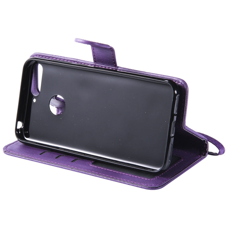 For Huawei Y6 (2018) / Honor 7A Solid Color Horizontal Flip Protective Case with Holder & Card Slots & Wallet & Photo Frame & Lanyard