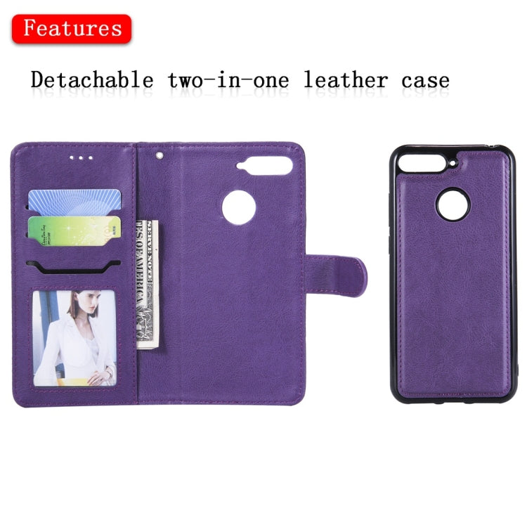 For Huawei Y6 (2018) / Honor 7A Solid Color Horizontal Flip Protective Case with Holder & Card Slots & Wallet & Photo Frame & Lanyard