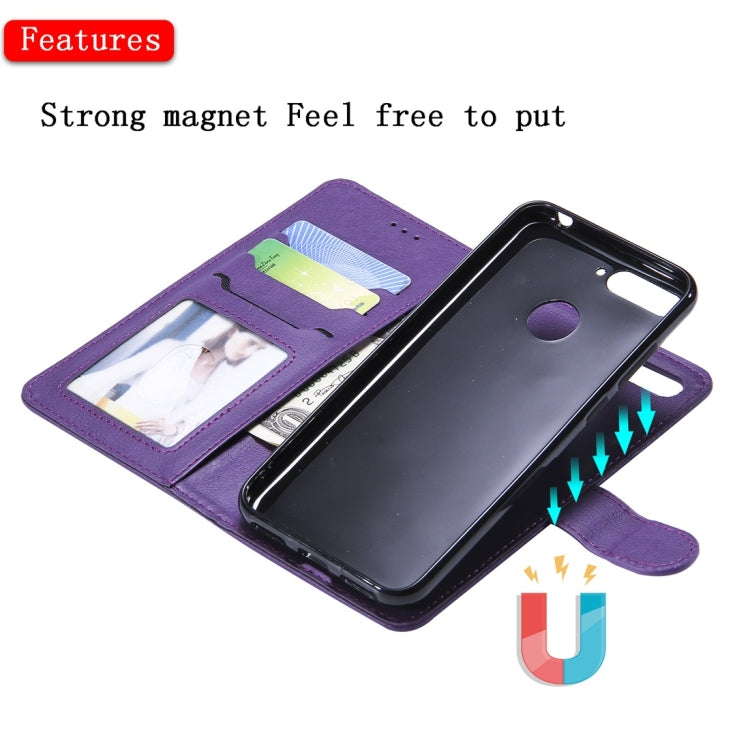For Huawei Y6 (2018) / Honor 7A Solid Color Horizontal Flip Protective Case with Holder & Card Slots & Wallet & Photo Frame & Lanyard