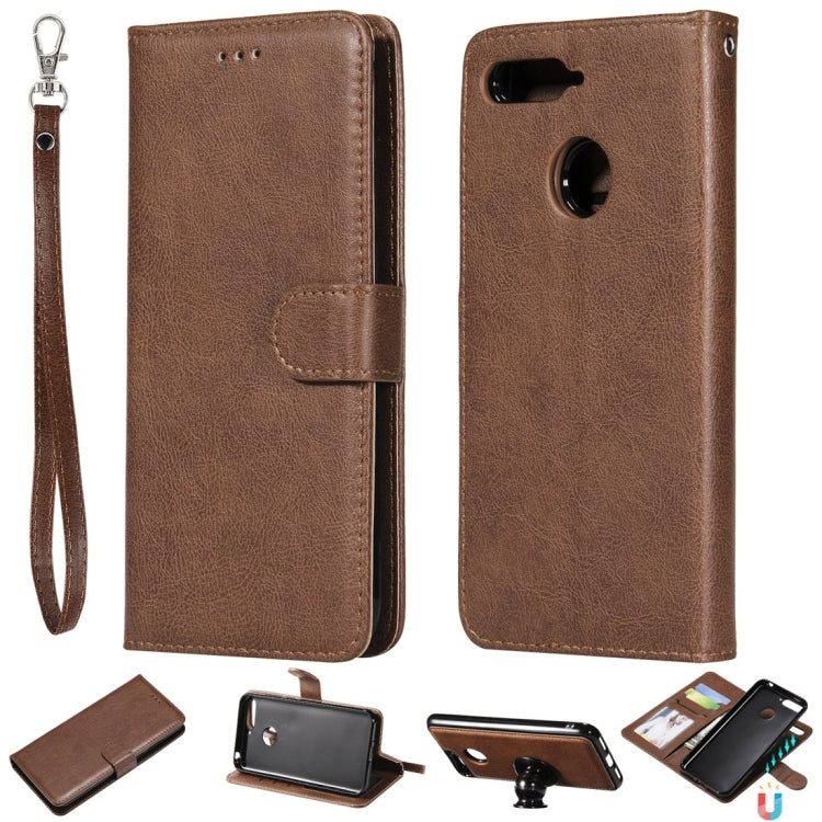 For Huawei Y6 (2018) / Honor 7A Solid Color Horizontal Flip Protective Case with Holder & Card Slots & Wallet & Photo Frame & Lanyard