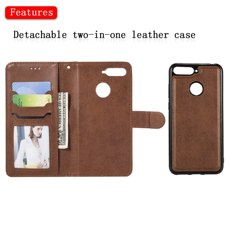 For Huawei Y6 (2018) / Honor 7A Solid Color Horizontal Flip Protective Case with Holder & Card Slots & Wallet & Photo Frame & Lanyard
