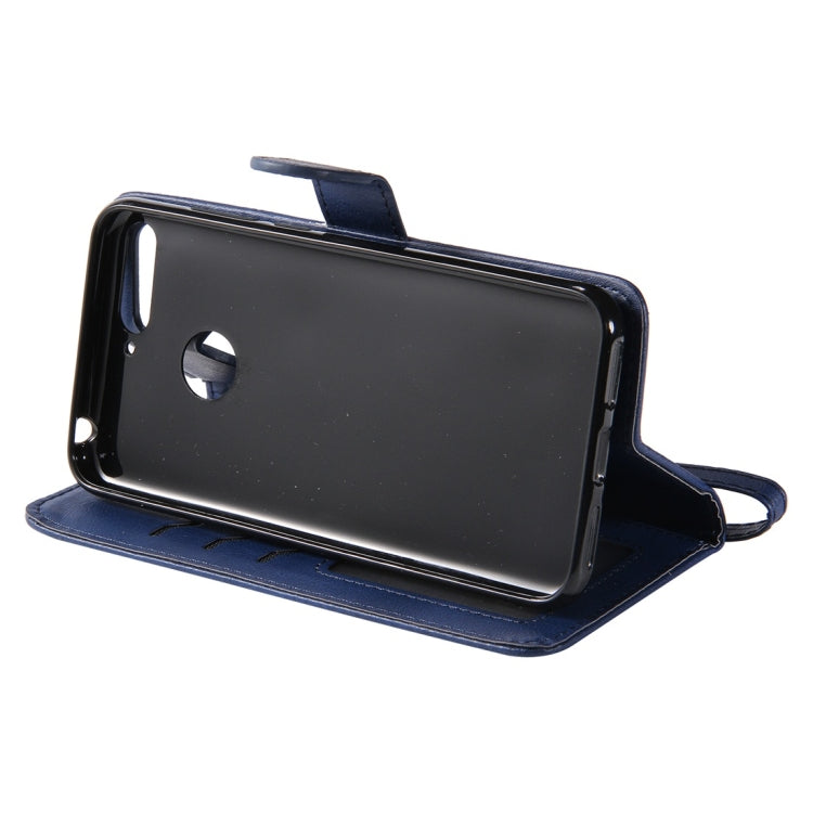 For Huawei Y6 (2018) / Honor 7A Solid Color Horizontal Flip Protective Case with Holder & Card Slots & Wallet & Photo Frame & Lanyard