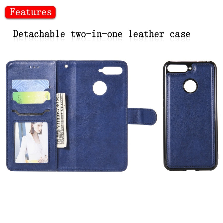For Huawei Y6 (2018) / Honor 7A Solid Color Horizontal Flip Protective Case with Holder & Card Slots & Wallet & Photo Frame & Lanyard