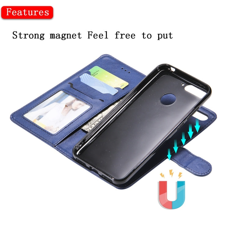 For Huawei Y6 (2018) / Honor 7A Solid Color Horizontal Flip Protective Case with Holder & Card Slots & Wallet & Photo Frame & Lanyard