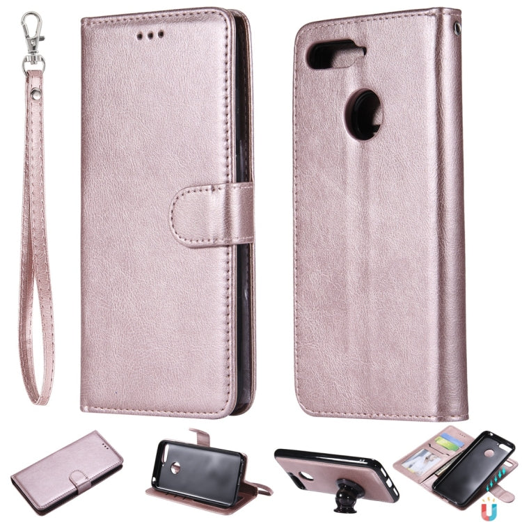 For Huawei Y6 (2018) / Honor 7A Solid Color Horizontal Flip Protective Case with Holder & Card Slots & Wallet & Photo Frame & Lanyard