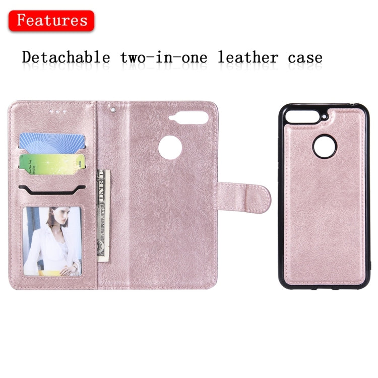 For Huawei Y6 (2018) / Honor 7A Solid Color Horizontal Flip Protective Case with Holder & Card Slots & Wallet & Photo Frame & Lanyard