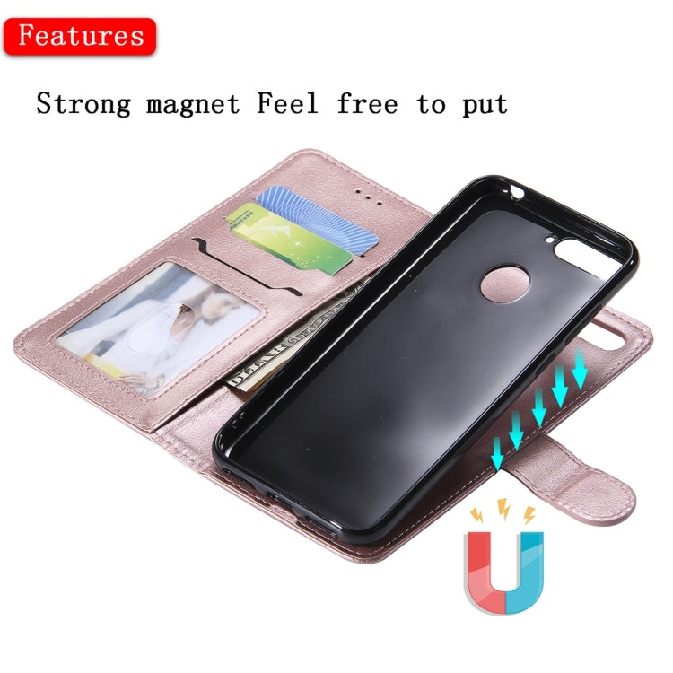 For Huawei Y6 (2018) / Honor 7A Solid Color Horizontal Flip Protective Case with Holder & Card Slots & Wallet & Photo Frame & Lanyard