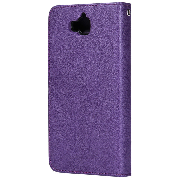 For Huawei Y6 Pro / Enjoy 5 Solid Color Horizontal Flip Protective Case with Holder & Card Slots & Wallet & Photo Frame & Lanyard