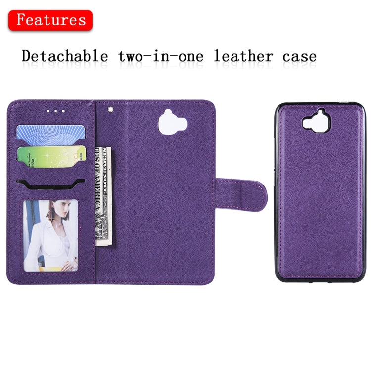 For Huawei Y6 Pro / Enjoy 5 Solid Color Horizontal Flip Protective Case with Holder & Card Slots & Wallet & Photo Frame & Lanyard