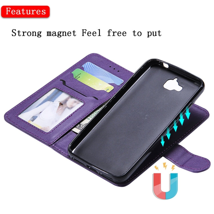 For Huawei Y6 Pro / Enjoy 5 Solid Color Horizontal Flip Protective Case with Holder & Card Slots & Wallet & Photo Frame & Lanyard