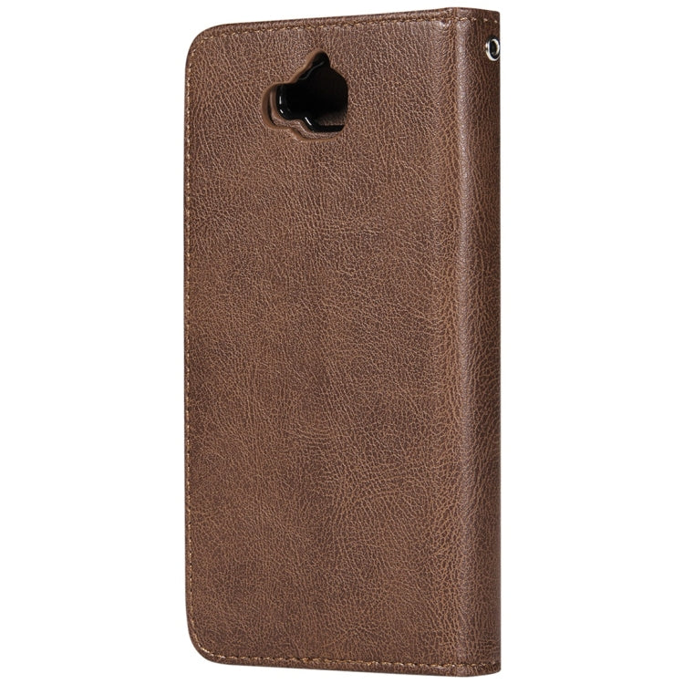 For Huawei Y6 Pro / Enjoy 5 Solid Color Horizontal Flip Protective Case with Holder & Card Slots & Wallet & Photo Frame & Lanyard