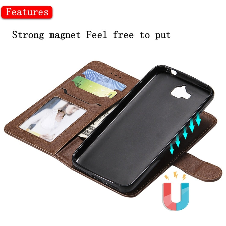 For Huawei Y6 Pro / Enjoy 5 Solid Color Horizontal Flip Protective Case with Holder & Card Slots & Wallet & Photo Frame & Lanyard