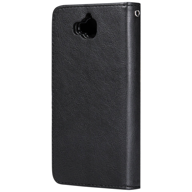 For Huawei Y6 Pro / Enjoy 5 Solid Color Horizontal Flip Protective Case with Holder & Card Slots & Wallet & Photo Frame & Lanyard