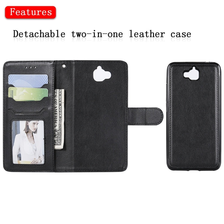 For Huawei Y6 Pro / Enjoy 5 Solid Color Horizontal Flip Protective Case with Holder & Card Slots & Wallet & Photo Frame & Lanyard