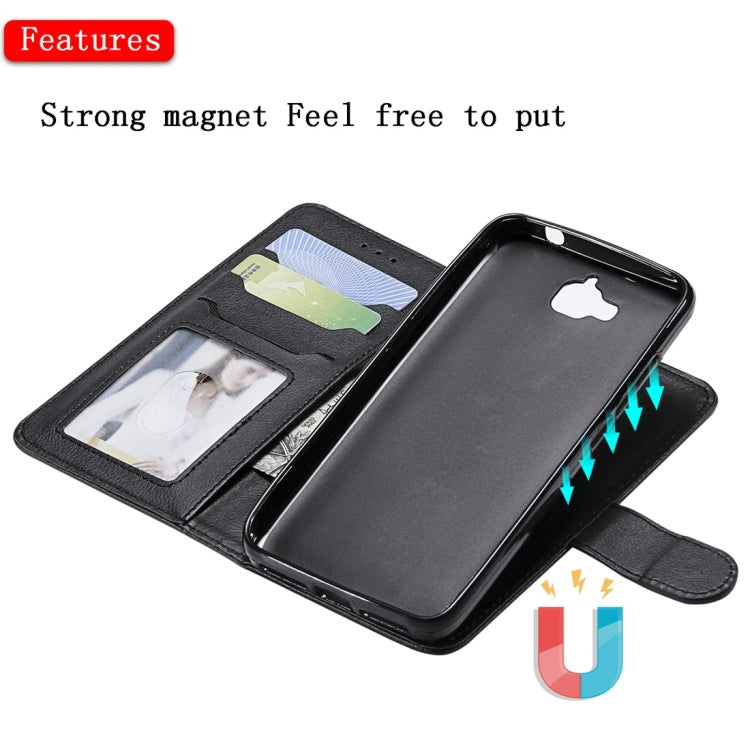 For Huawei Y6 Pro / Enjoy 5 Solid Color Horizontal Flip Protective Case with Holder & Card Slots & Wallet & Photo Frame & Lanyard