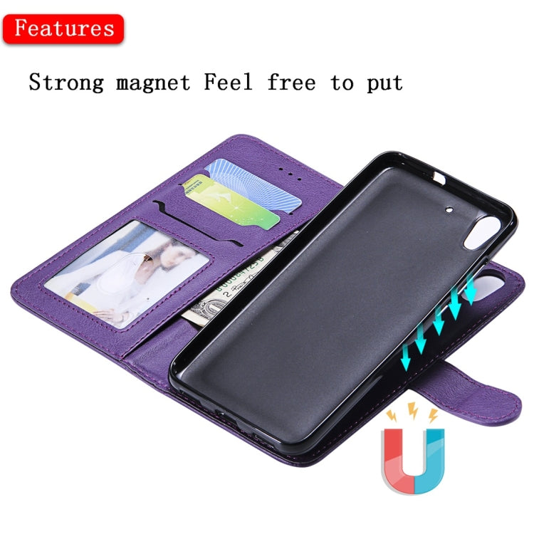 For Huawei Y6 (2019) Solid Color Horizontal Flip Protective Case with Holder & Card Slots & Wallet & Photo Frame & Lanyard