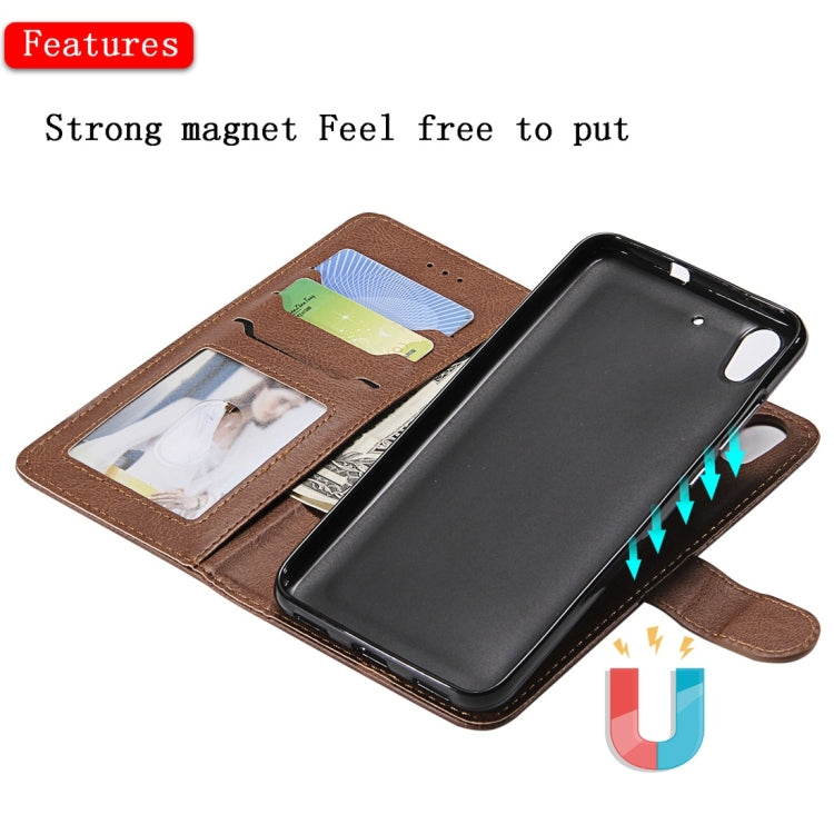 For Huawei Y6 (2019) Solid Color Horizontal Flip Protective Case with Holder & Card Slots & Wallet & Photo Frame & Lanyard
