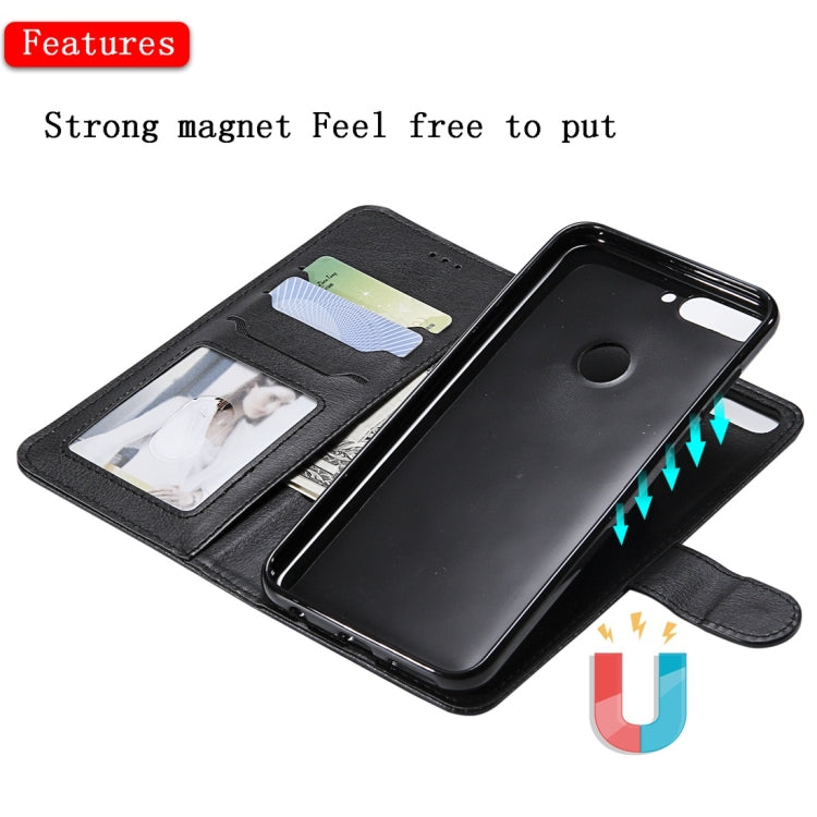For Huawei Y6 (2019) Solid Color Horizontal Flip Protective Case with Holder & Card Slots & Wallet & Photo Frame & Lanyard