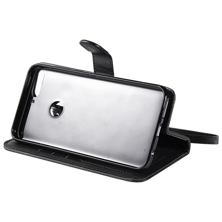 For Huawei Y6 (2019) Solid Color Horizontal Flip Protective Case with Holder & Card Slots & Wallet & Photo Frame & Lanyard