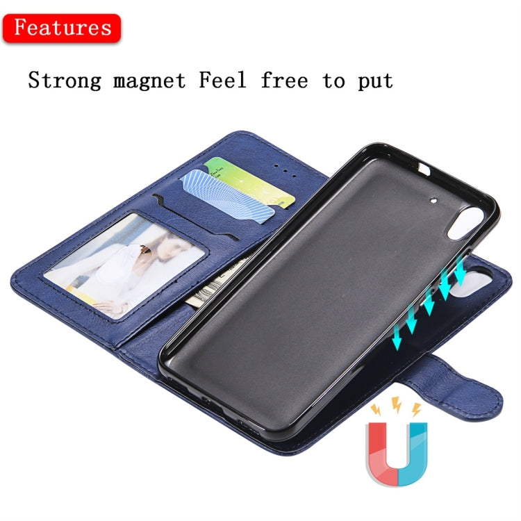 For Huawei Y6 (2019) Solid Color Horizontal Flip Protective Case with Holder & Card Slots & Wallet & Photo Frame & Lanyard