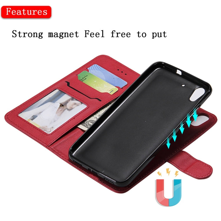 For Huawei Y6 (2019) Solid Color Horizontal Flip Protective Case with Holder & Card Slots & Wallet & Photo Frame & Lanyard